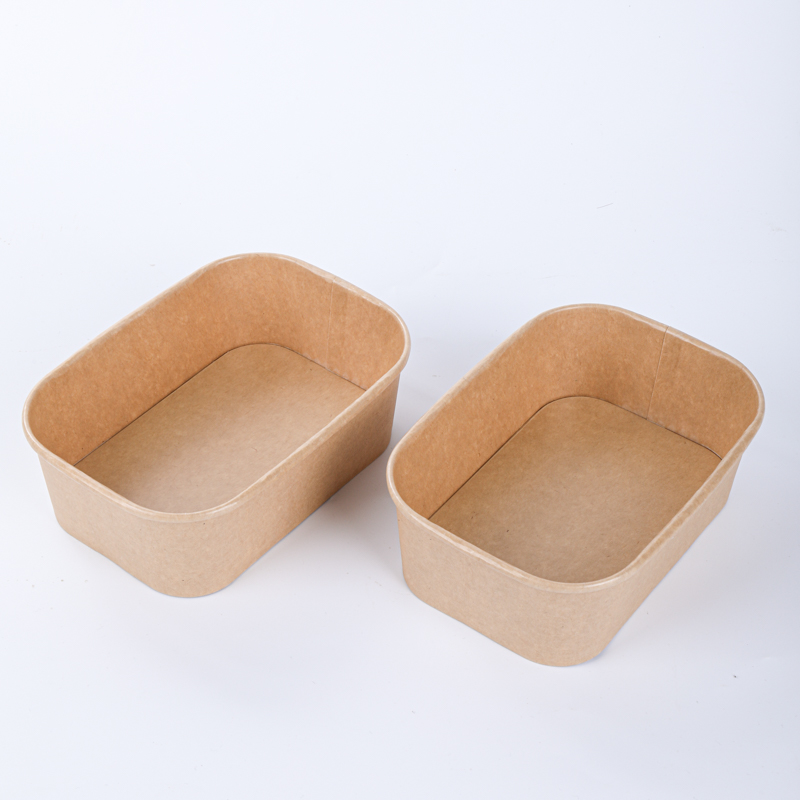 Durable rectangular paper bowl