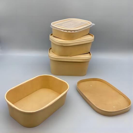 Disposable eco-friendly rectangular paper bowl