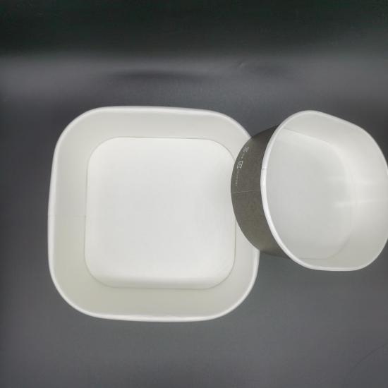 Customized logo square paper bowl with aqueous coating