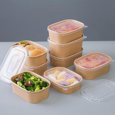 Tazón de envasado de alimentos de papel Kraft rectangular reciclable
    