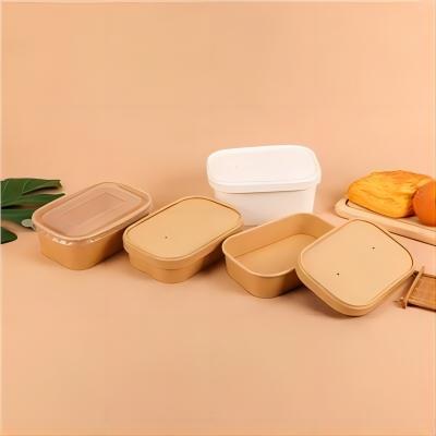 Envases de papel rectangulares ecológicos para comida para llevar
        